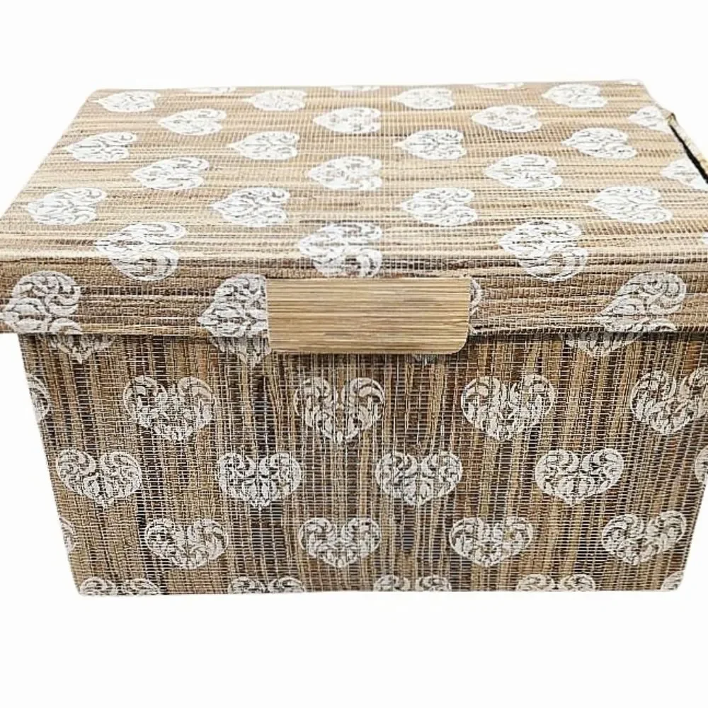 Handcrafted In Indonesia‎ Heart Patterned Decorative Storage Basket